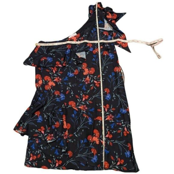Parker Abrico One-Shoulder Ruffle Shift Dress Black Floral Print XS NWT $345 - Picture 7 of 7